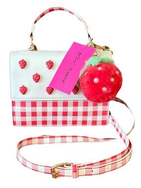 Betsey Johnson Strawberry Gingham Crossbody Handbag NWT